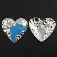 Zinc Alloy Heart Pendants, Flat Heart, silver color plated, enamel, lead & cadmium free Approx 4mm 
