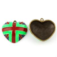 Zinc Alloy Heart Pendants, Flat Heart, antique bronze color plated, enamel, lead & cadmium free Approx 3mm 