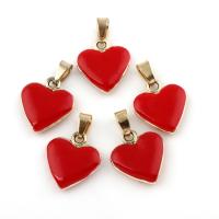 Zinc Alloy Heart Pendants, Flat Heart, gold color plated, enamel, lead & cadmium free Approx 