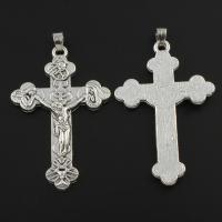 En alliage de zinc Christian Pendentif, Crucifix, Plaqué de couleur d'argent, bijoux Christian, sans plomb et cadmium Environ 5mm, Vendu par PC