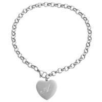 Stainless Steel Anklets Jewelry, Heart, Unisex & rolo chain Approx 10 Inch 