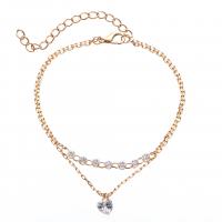 Cubic Zirconia Zinc Alloy Bracelet, with 2inch extender chain, gold color plated, Double Layer & rectangle chain & for woman & with cubic zirconia Approx 8 Inch, Approx  8.5 Inch 