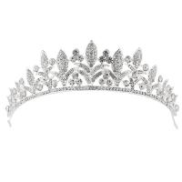 Zinc Alloy Tiaras, Crown, silver color plated, for bridal & with rhinestone 
