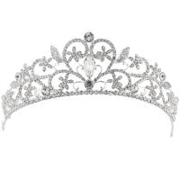 Zinc Alloy Tiaras, with Crystal, Crown, silver color plated, for bridal & faceted 