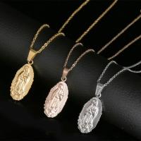 Stainless Steel Saint Jewelry Sets, earring & necklace, Virgin Mary, plated, oval chain & for woman Approx 17.7 Inch 