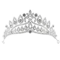 Zinc Alloy Tiaras, Crown, silver color plated, for bridal & with rhinestone 