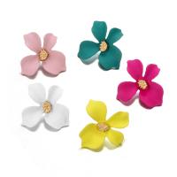 Zinc Alloy Stud Earring, with Polymer Clay, stainless steel post pin, Flower, gold color plated, for woman lead & cadmium free 