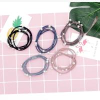 Ponytail Holder, Cotton, with Rubber Band & Plastic Pearl 50mm 