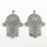 Zinc Alloy Hamsa Pendants, Evil Eye Hamsa, antique silver color plated, with letter pattern, lead & cadmium free Approx 5mm 