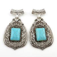 Turquoise Zinc Alloy Pendants, with Synthetic Turquoise, antique silver color plated, lead & cadmium free Approx 4mm 