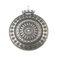 Zinc Alloy Flat Round Pendants, antique silver color plated, lead & cadmium free Approx 4mm 