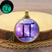 Time Gem Jewelry Necklace, Zinc Alloy, with iron chain & Glass, with 5cm extender chain, Flat Round, bronze color plated, Unisex & oval chain & luminated & decal, lead & cadmium free, 25mm Approx 17.7 Inch 