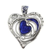 Zinc Alloy Heart Pendants, Flat Heart, antique silver color plated, enamel, lead & cadmium free Approx 