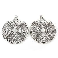 Zinc Alloy Flat Round Pendants, antique silver color plated, lead & cadmium free Approx 7mm 