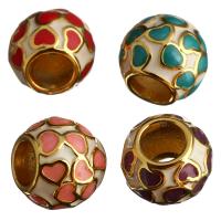 Large Hole Brass Beads, Drum, gold color plated, enamel Approx 4mm 