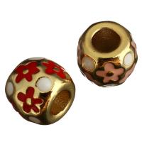 Enamel Brass European Beads, Drum, gold color plated, without troll Approx 5mm 