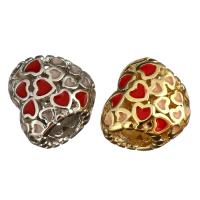 Large Hole Brass Beads, Heart, plated, enamel Approx 4mm 