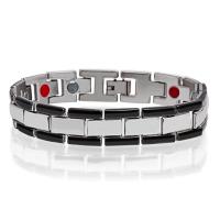 Titanium Steel Bracelet, with Magnetic Hematite, plated, anti-fatigue & radiation protection & for man, 12.5mm Approx 8 Inch 