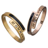 Stainless Steel Finger Ring, with Resin, plated, with roman number & for woman & with rhinestone 5mm 