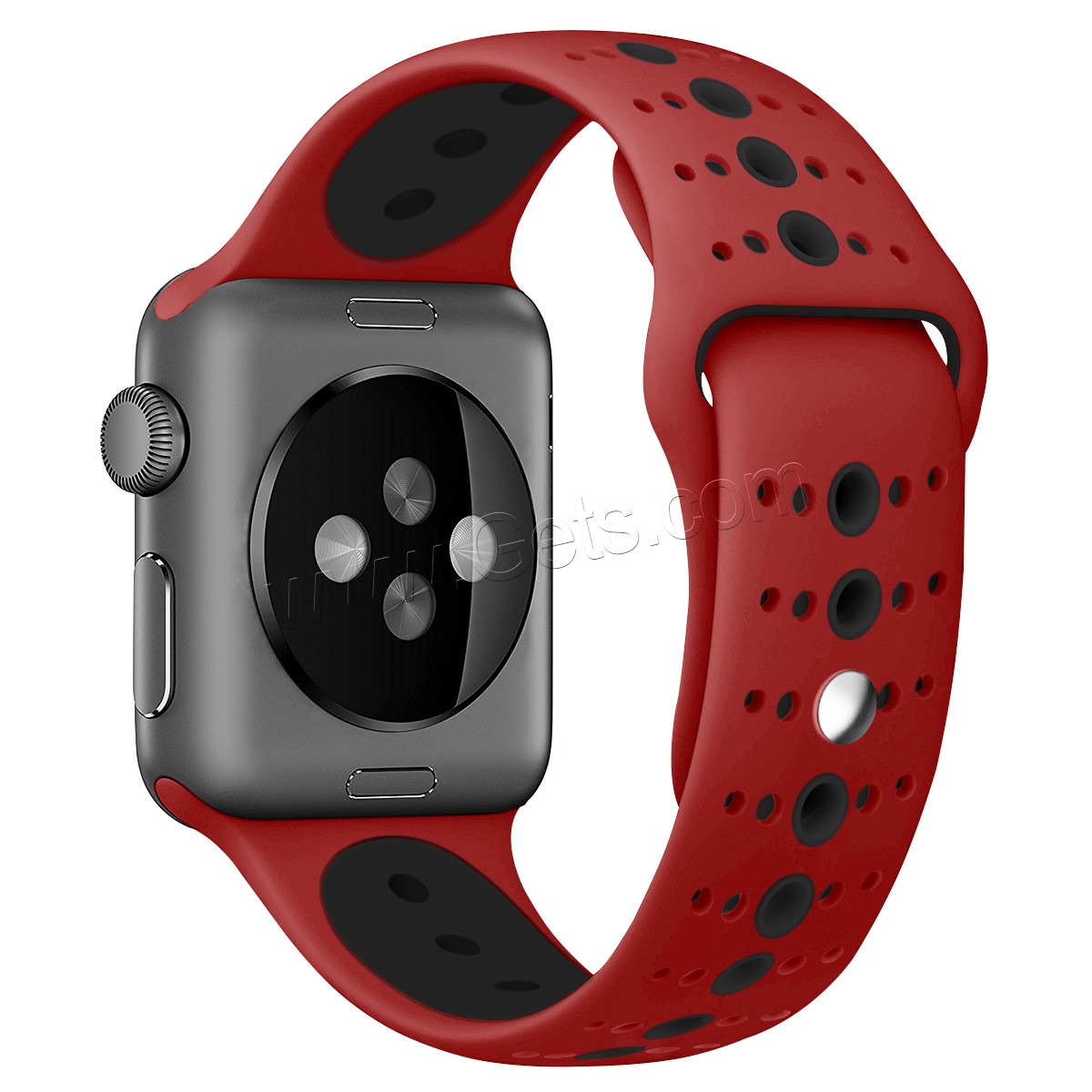 silicone bracelet de montre, acier inoxydable fermoir bande de montre, pour Apple Watch & normes différentes pour le choix, plus de couleurs à choisir, Longueur:Environ 5.5-8.1 pouce, Vendu par PC