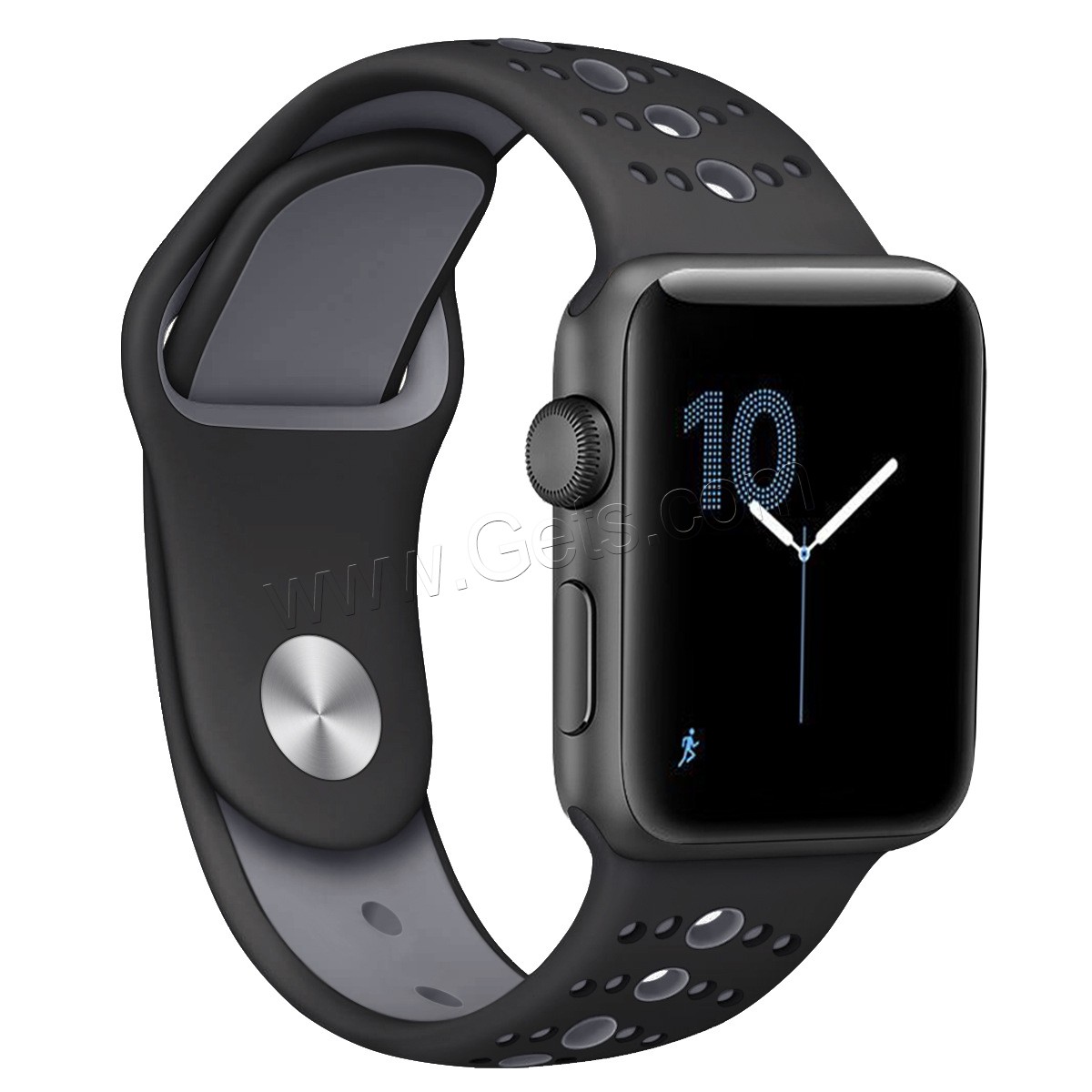 silicone bracelet de montre, acier inoxydable fermoir bande de montre, pour Apple Watch & normes différentes pour le choix, plus de couleurs à choisir, Longueur:Environ 5.5-8.1 pouce, Vendu par PC