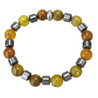 Dragon Veins Agate Bracelet, with Hematite & Stainless Steel, for woman, original color, 10mm Approx 7 Inch 