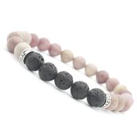 Zinc Alloy Bracelet, with Lava & Rhodochrosite, plated, Unisex & ball chain 8mm Approx 8 Inch 