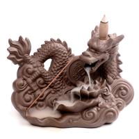 Incense Smoke Flow Backflow Holder Ceramic Incense Burner, Purple Clay, Dragon, durable 