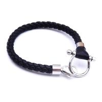 Stainless Steel Bracelet, with Leather, Unisex Approx 8 Inch 