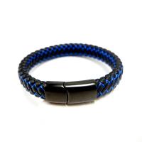 Stainless Steel Bracelet, with Leather, black ionic, Unisex Approx 8 Inch 