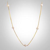 925 Sterling Silver Necklace, with Shell Pearl, plated, box chain & for woman Approx 17.7 Inch 