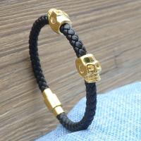 Stainless Steel Bracelet, Skull, plated, braided bracelet & Unisex 6mm Approx 8 Inch 