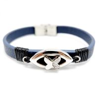 Stainless Steel Bracelet, with Leather, Butterfly, Unisex & with rhinestone, 10mm Approx 8 Inch 