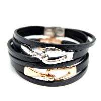 Stainless Steel Bracelet, with Leather, plated, Unisex 11mm Approx 8 Inch 