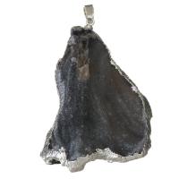 Латунь подвеска, с Ледниковый кварц-агат, плакирован серебром, druzy стиль отверстие:Приблизительно продается PC