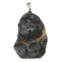 Ice Quartz Agate Pendant, with brass bail, silver color plated, druzy style Approx 