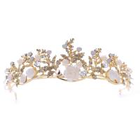 Braut Diademe, Zinklegierung, mit ABS-Kunststoff-Perlen, goldfarben plattiert, für Braut & mit Strass, frei von Blei & Kadmium, 280x60mm, verkauft von PC