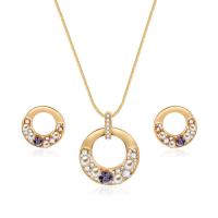 Zinc Alloy Jewelry Set, Stud Earring & necklace, with Glass Pearl, with 1.9lnch extender chain, gold color plated, snake chain & micro pave cubic zirconia & for woman  Approx 18.3 Inch 