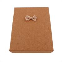 Paper Gift Box, with Silk, Rectangle, coffee color 