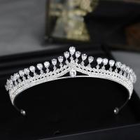 Bridal Tiaras, Zinc Alloy, silver color plated, for bridal & with rhinestone, lead & cadmium free 