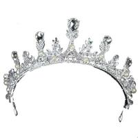 Bridal Tiaras, Zinc Alloy, with ABS Plastic Pearl & Crystal, silver color plated, for bridal & faceted & with rhinestone, lead & cadmium free 