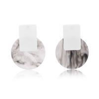 Acetat-Blatt Tropfen Ohrring, Edelstahl Stecker, flache Runde, für Frau, keine, 31x41mm, verkauft von Paar