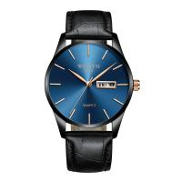 WLISH® Men Jewelry Watch , PU Leather, with Glass & Stainless Steel & Zinc Alloy, Chinese movement, black ionic, Life water resistant & adjustable & for man Approx 9 Inch 