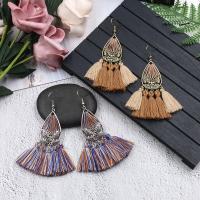 Zinc Alloy Tassel Earring, with Cotton Thread, plated, for woman 