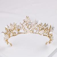 Bridal Tiaras, Zinc Alloy, with ABS Plastic Pearl & Crystal, Butterfly, gold color plated, for bridal & faceted & with rhinestone, lead & cadmium free 