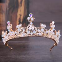 Bridal Tiaras, Zinc Alloy, with ABS Plastic Pearl & Crystal, rose gold color plated, for bridal & faceted & with rhinestone, lead & cadmium free 