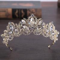 Bridal Tiaras, Zinc Alloy, gold color plated, for bridal & with rhinestone, lead & cadmium free 