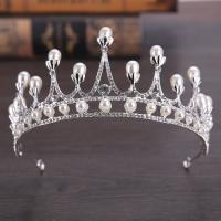 Bridal Tiaras, Zinc Alloy, with ABS Plastic Pearl, plated, for bridal & with rhinestone lead & cadmium free 