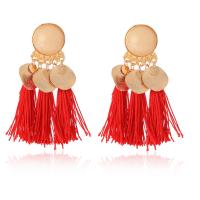 Zinc Alloy Tassel Earring, with Nylon Cord & Resin, gold color plated, for woman 