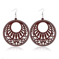 Wood Earring, iron earring hook, Round & for woman & hollow 